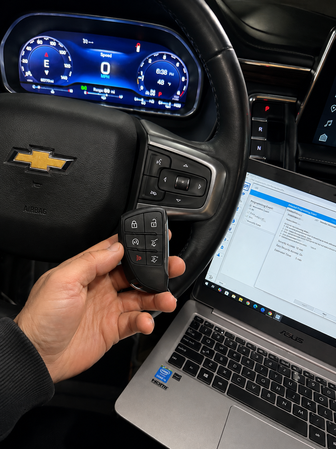 Chevrolet key programming inside vehicle