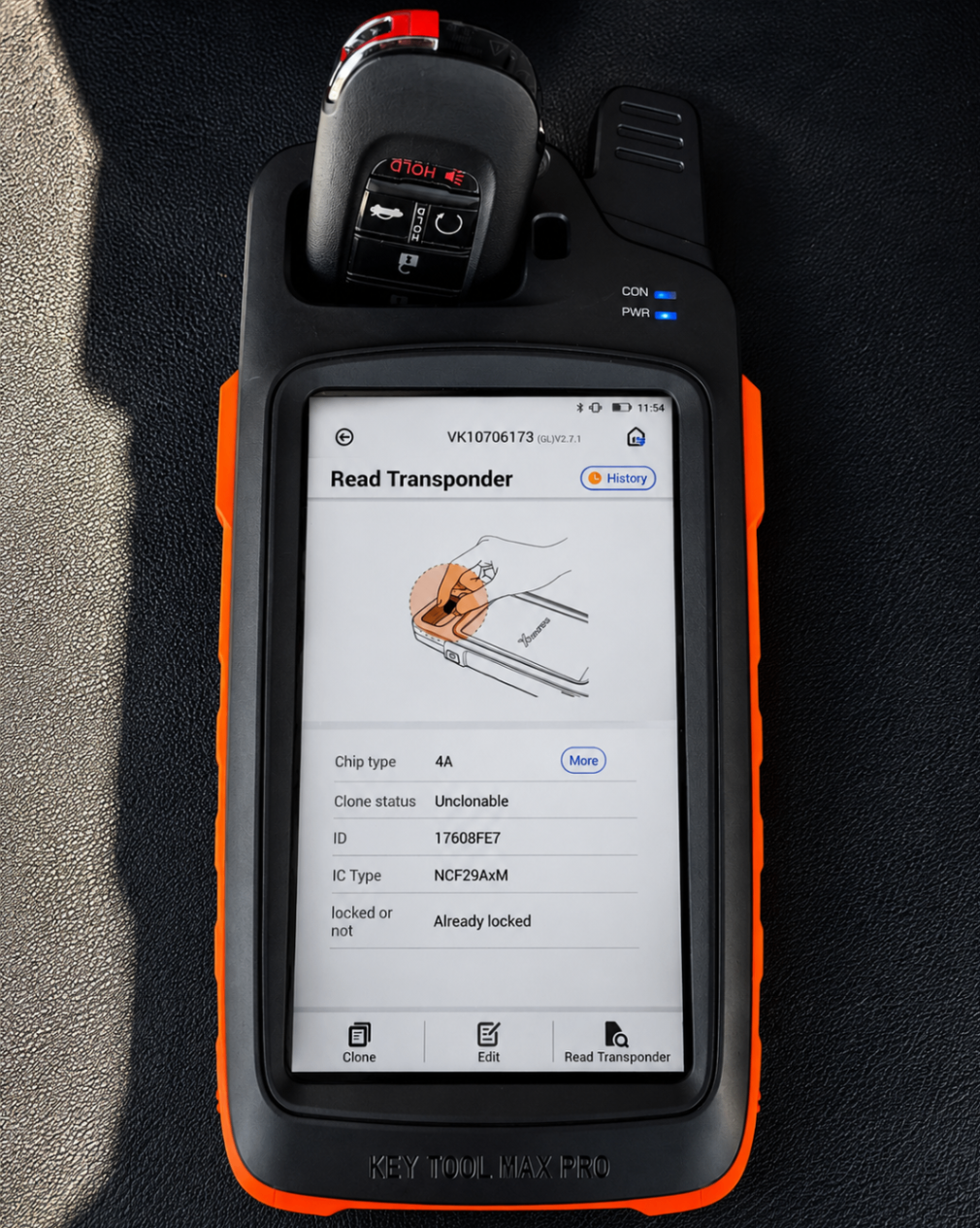 Transponder chip analysis with Key Tool Max Pro