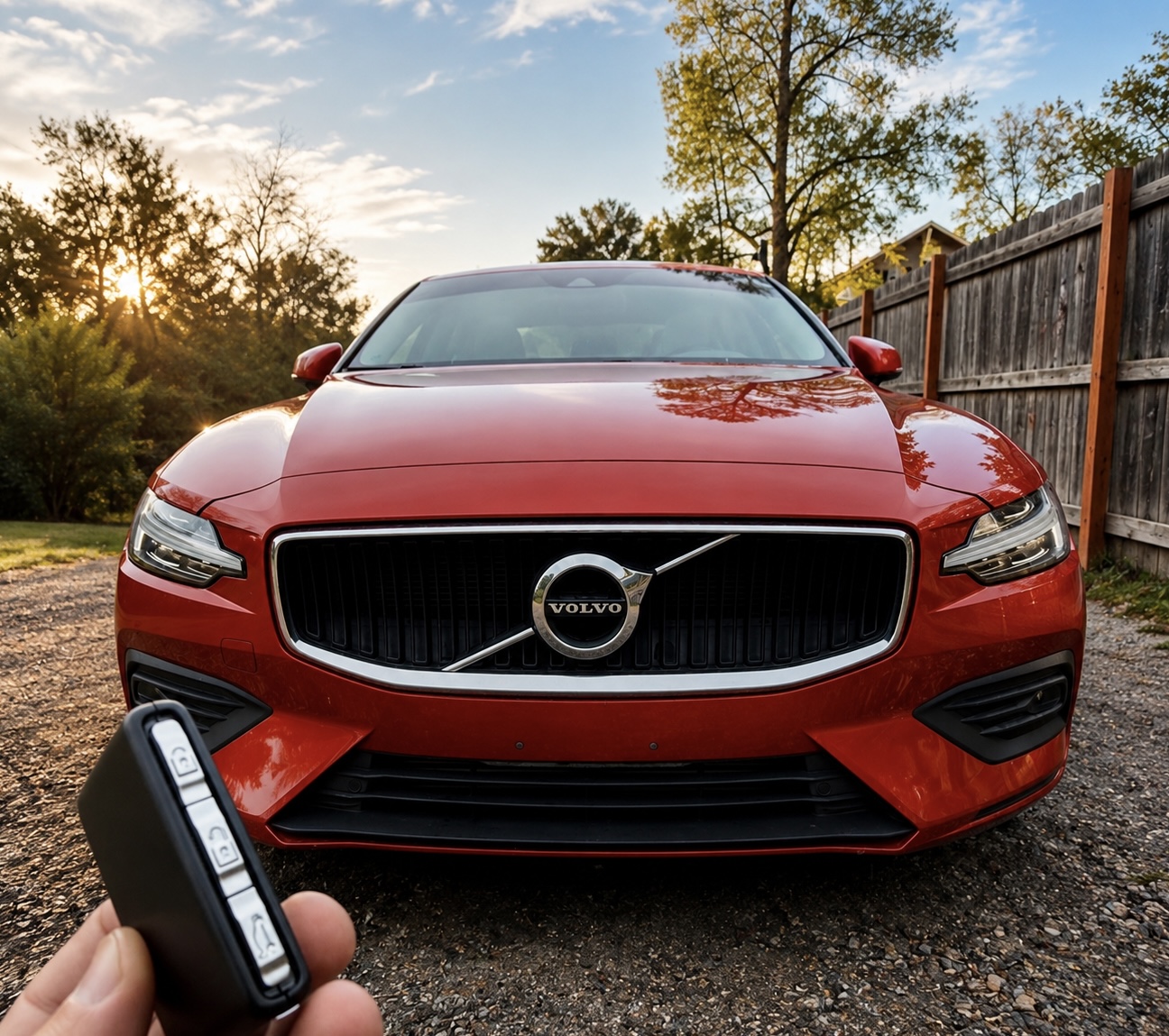 Volvo S60 proximity key at golden hour