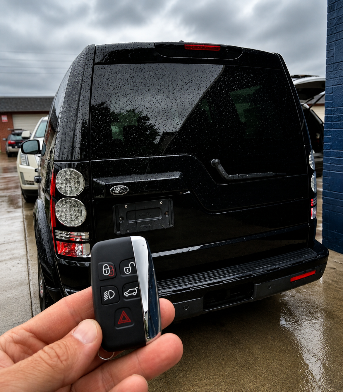 Land Rover Discovery remote service in rainy weather