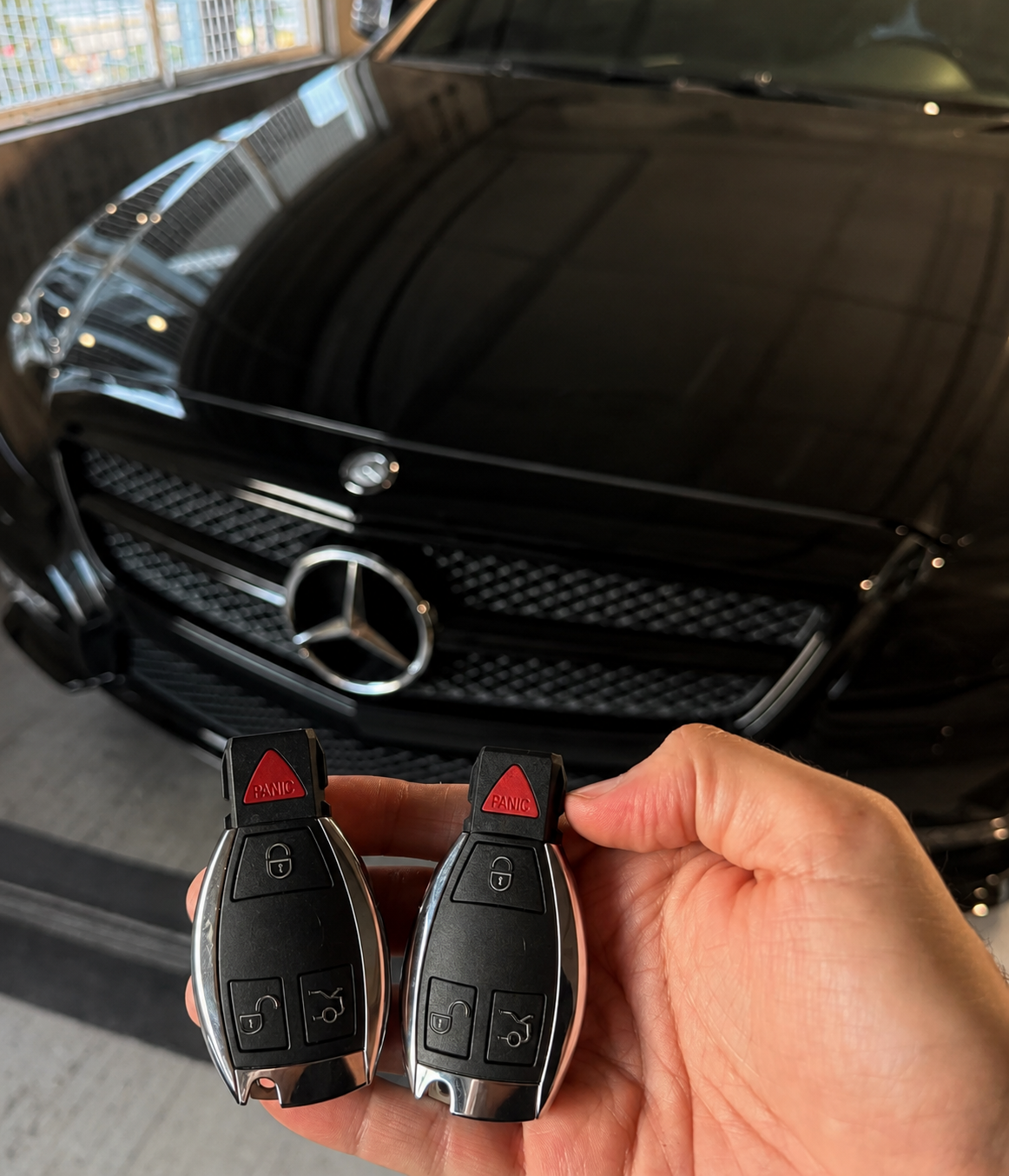 Mercedes-Benz chrome smart keys ready for the coupe