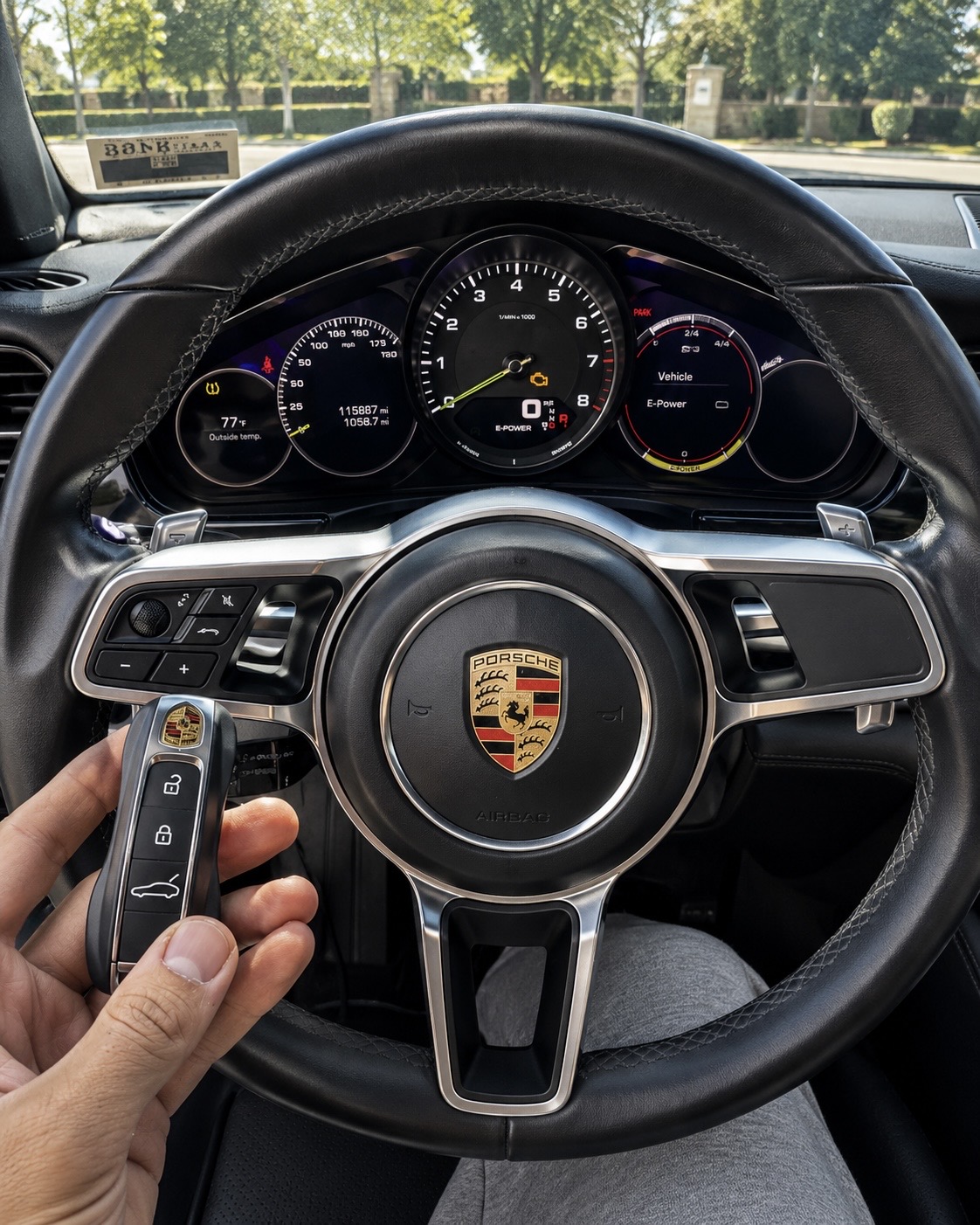 Porsche cabin smart key programming behind the wheel