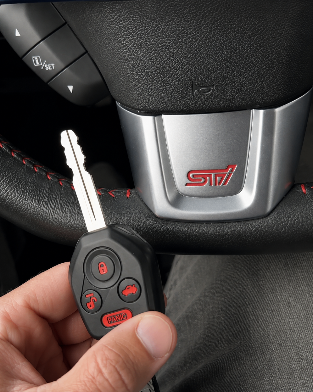 Subaru STI laser key replacement with sport interior detail